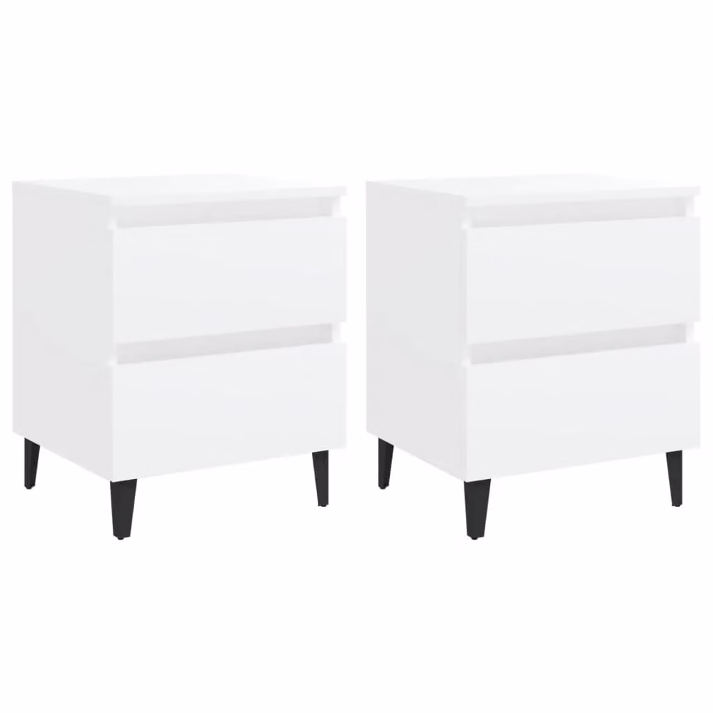 Berkfield Home Set of 2 White Bedside Cabinets in Engineered Wood, W/D/H: 40 x 35 x 50 cm – 2