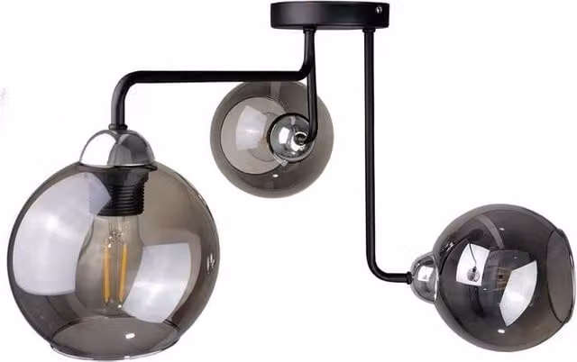 Netlighting Cosmo Multi Arm Semi Flush Ceiling Light in Black and Silver, Diameter: 50 cm, 3x E27