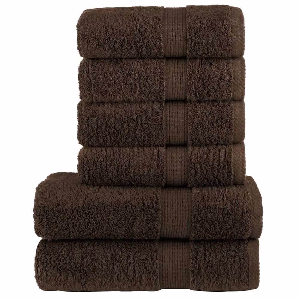 Berkfield Home SOLUND 6 Piece Premium Cotton Terry Towel Set, Brown, 600 gsm – 2