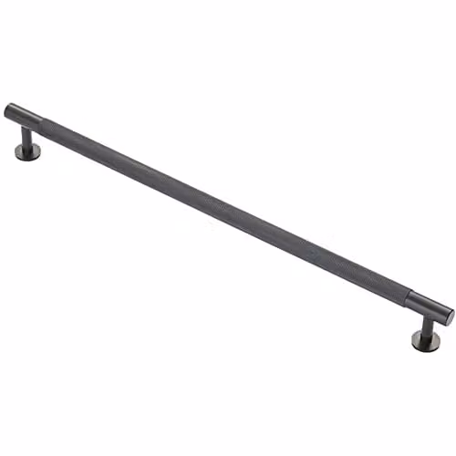 Loops Knurled Bar Door Pull Handle in Matt Black, 350 x 13 mm with 320 mm Centres
