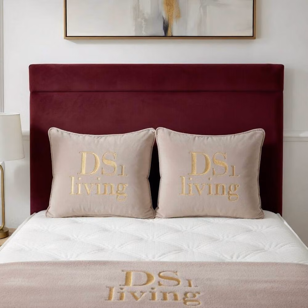 DS Living Majesty Maroon Velvet Upholstered Ottoman Bed, W/D/H: 140 x 200 cm – 2