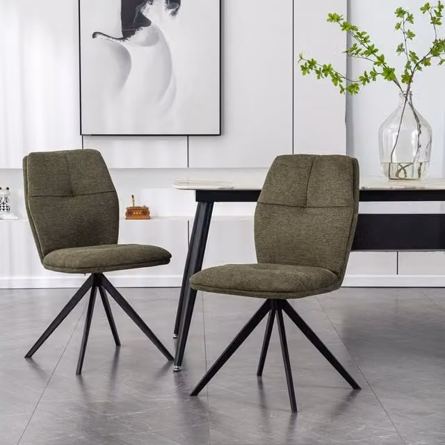 More4Homes Set of 8 Luna Modern Linen Dining Chairs in Green