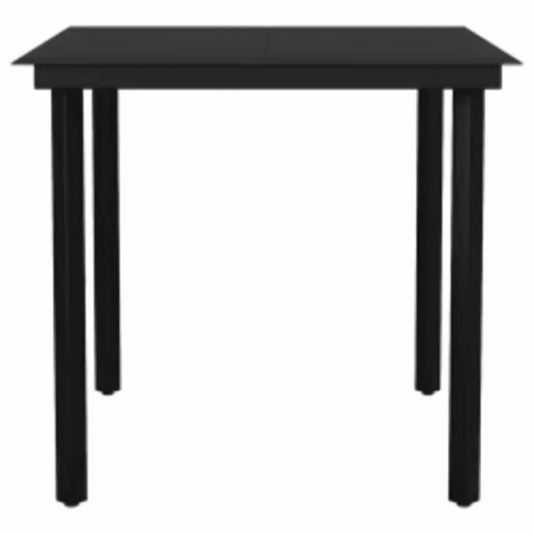 Berkfield Home 5 Piece Black Poly Rattan Garden Dining Set with Glass Tabletop
