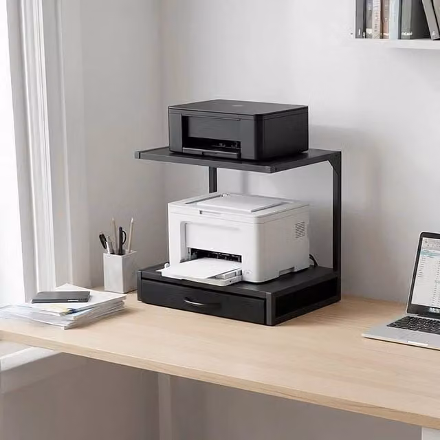 EONLION Black 2 Tier Desktop Printer Stand with Table, Width: 100 cm – 1