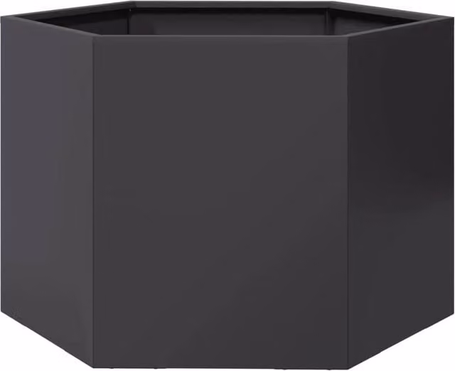 Berkfield Black Hexagon Steel Garden Planter W: 69 cm, D: 60 cm, H: 45 cm – 1