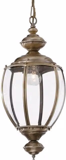 Netlighting Norma 1 Light Ceiling Lantern Pendant in Antique Brass with Yellow Transparent Glass and E27 Socket
