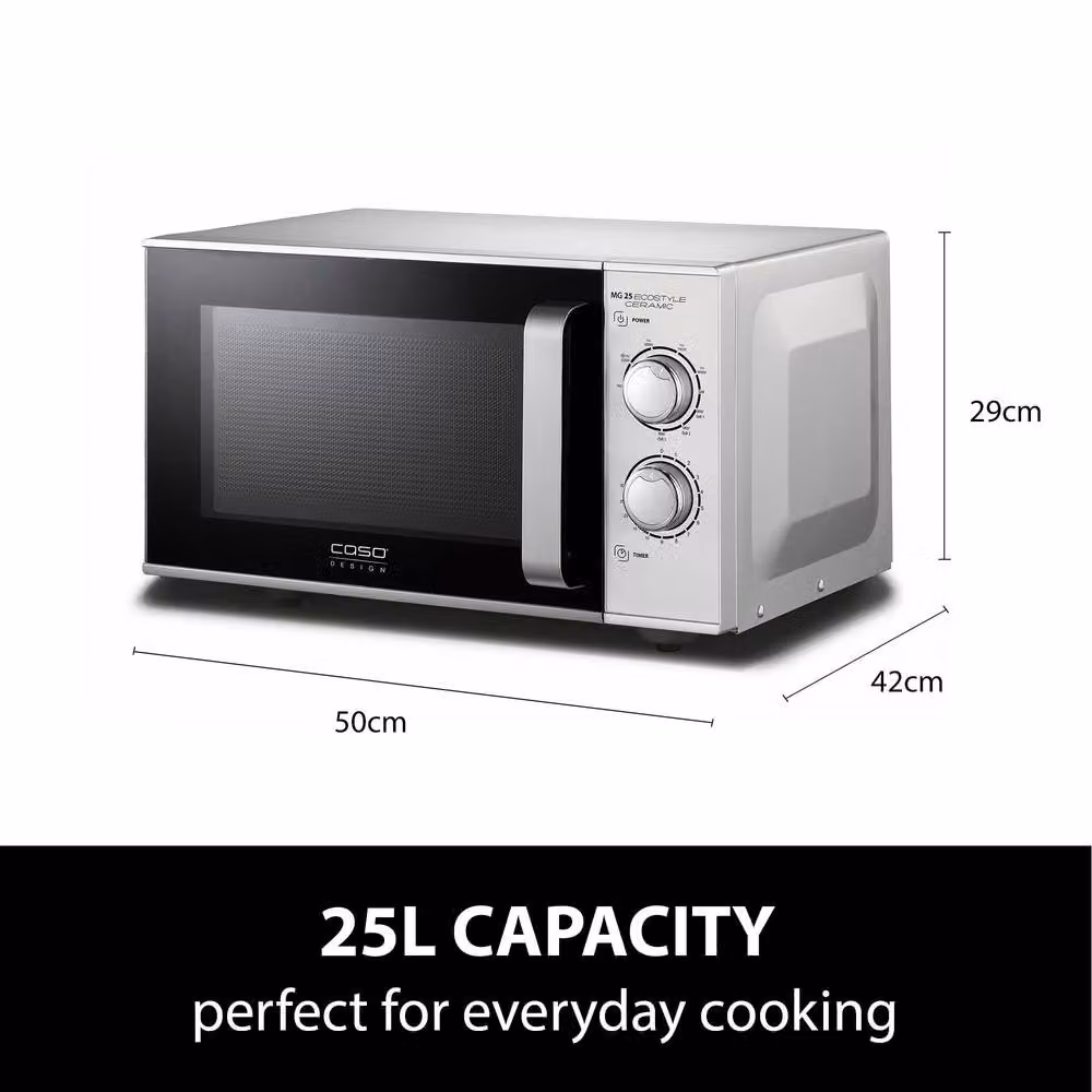Caso Design 25L Ceramic Microwave and Grill in Silver, 900 Watt – 6