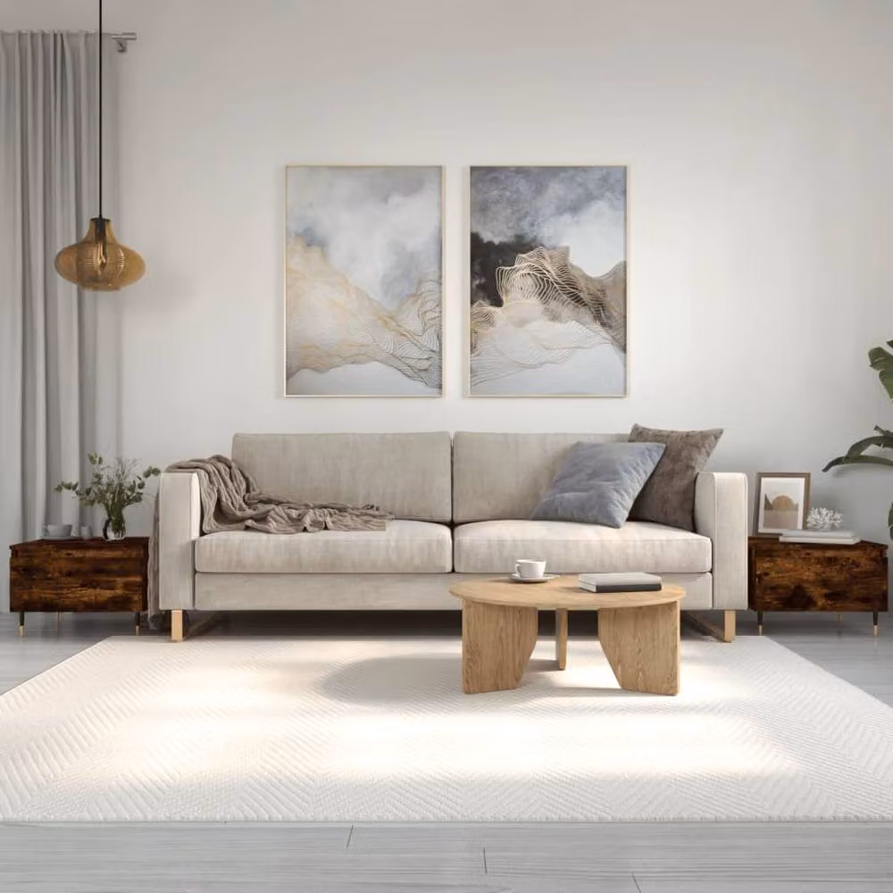 Berkfield Home Modern Nested Coffee Table Set of 2 in Smoked Oak Brown, W/D/H: 50 x 46 x 35 cm – 2