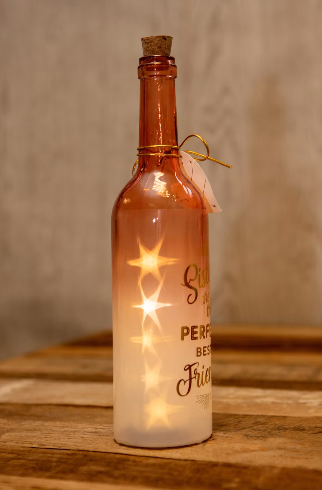 Boxer Gifts Sisters Are The Perfect Best Friend Luxe Starlight LED Glass Bottle in Pink or Orange – 2