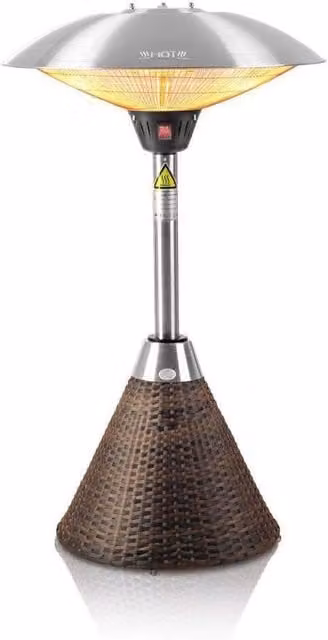 Primrose 2.1kW Table Top Infrared Electric Outdoor Patio Heater in Brown Rattan