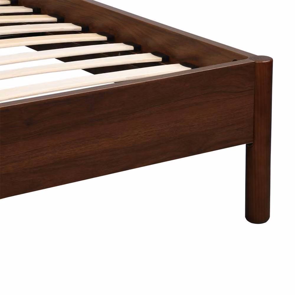 sweeek Single Bed with Slatted Base in Dark Brown Wood Decor, W/D/H: 90 x 190 x 40 cm – 3