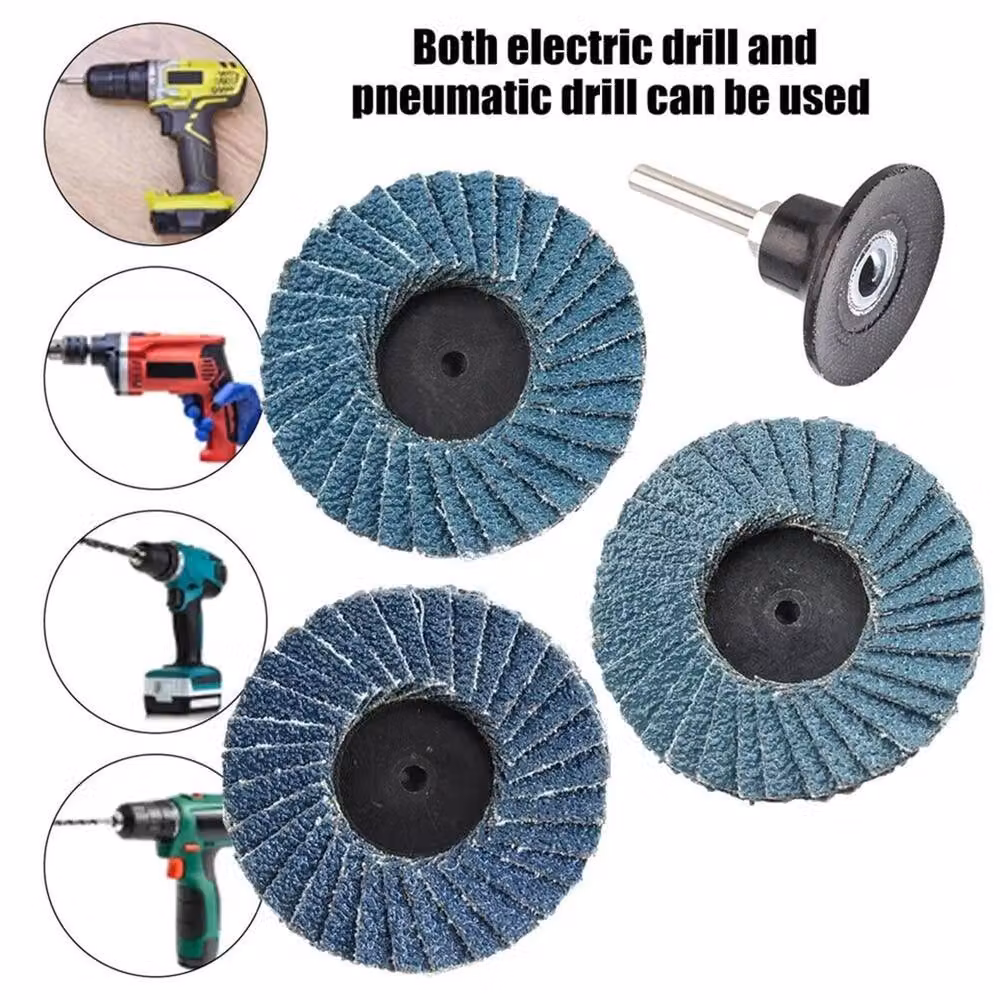 VOGREX 15-Piece Blue Roll Lock Flap Disc Set for Angle Grinders, 50 mm Diameter – 5