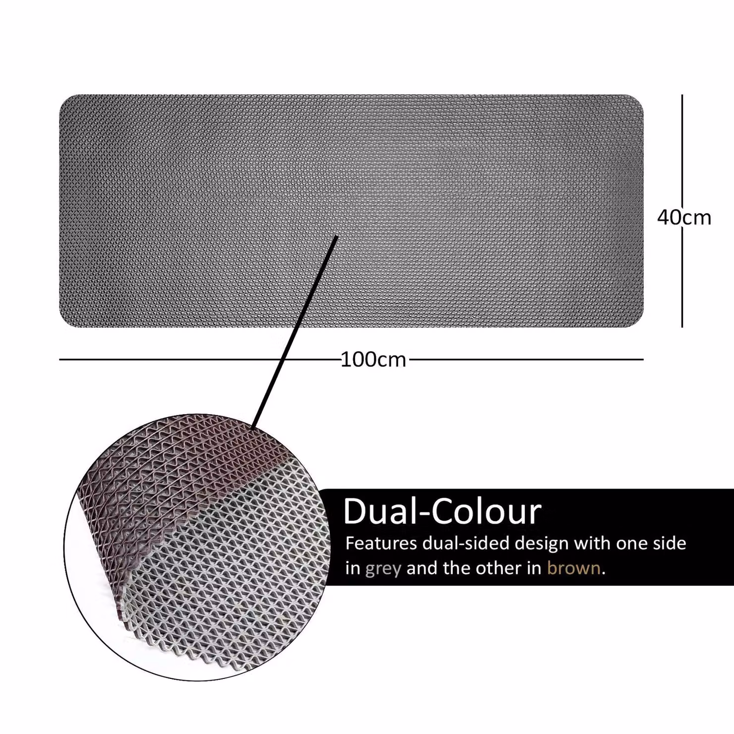 Nicoman Reversible Non-Slip PVC Bath Mat in Grey and Brown, W/D/H: 100 x 40 x 0.25 cm – 2