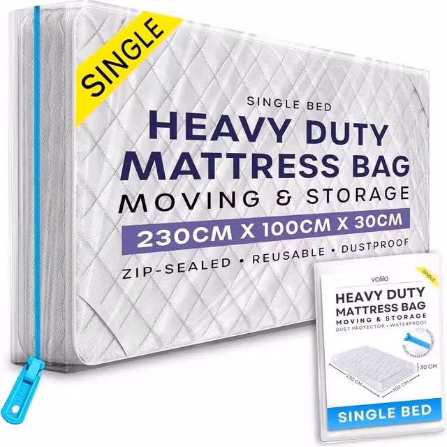 Volila Reusable Waterproof Single Mattress Bag with Zipper in Transparent