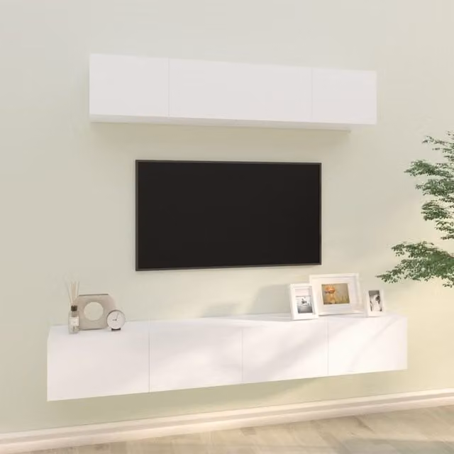 Berkfield Home 4 Piece White Matt MDF TV Cabinet Set