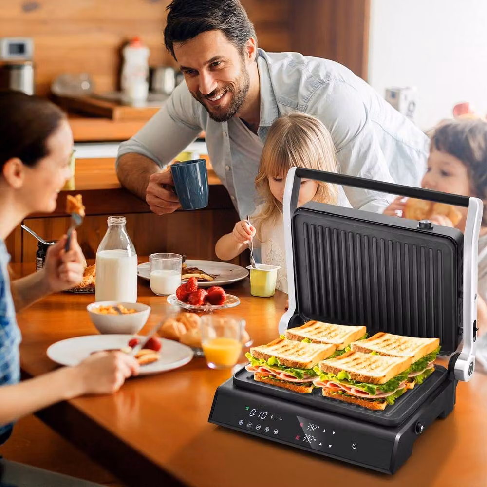 Costway 3-in-1 Electric Panini Press Grill and 1200W Sandwich Maker with Nonstick Coating in Black – 4