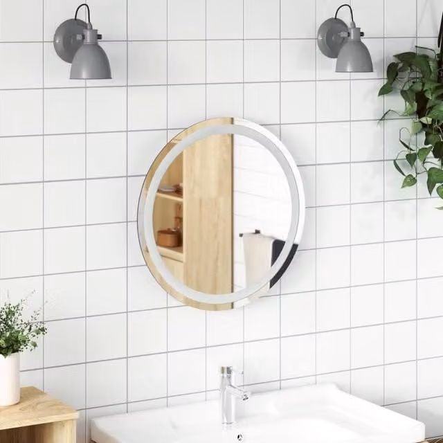 Berkfield Home Round LED Bathroom Mirror, Diameter: 50 cm, Clear