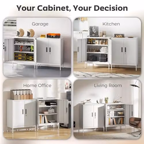 HOMCOM Metal Storage Cabinet with Lock and Adjustable Shelves, White, W/D/H: 80 x 40 x 100 cm – 4