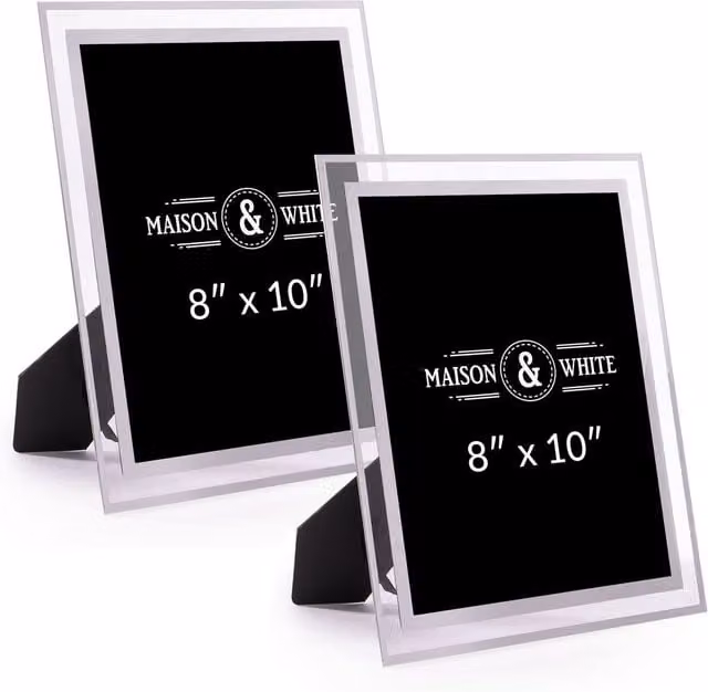 Maison & White Set of 2 Rectangular Glass Photo Frames, Transparent, W/H: 20.32 x 25.4 cm