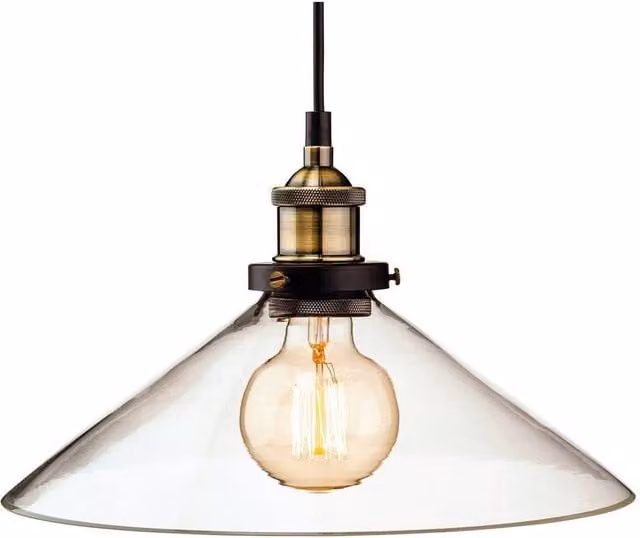 Netlighting Empire Dome Ceiling Pendant Light in Antique Brass with Clear Glass and E27 Socket