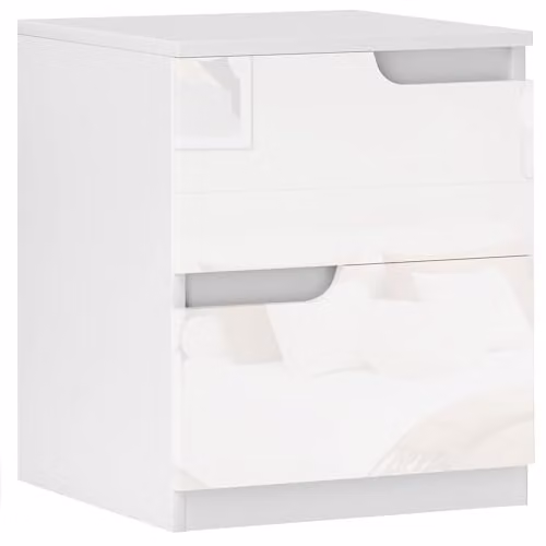 HOMCOM Modern Glossy White Bedside Table with 2 Drawers, W/D/H: 40 x 40 x 48 cm
