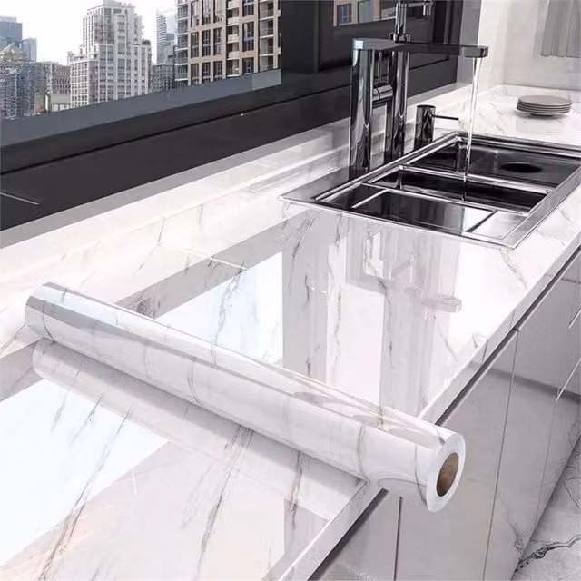 SPETLEK Self Adhesive White Kitchen Worktop Covering Vinyl Film