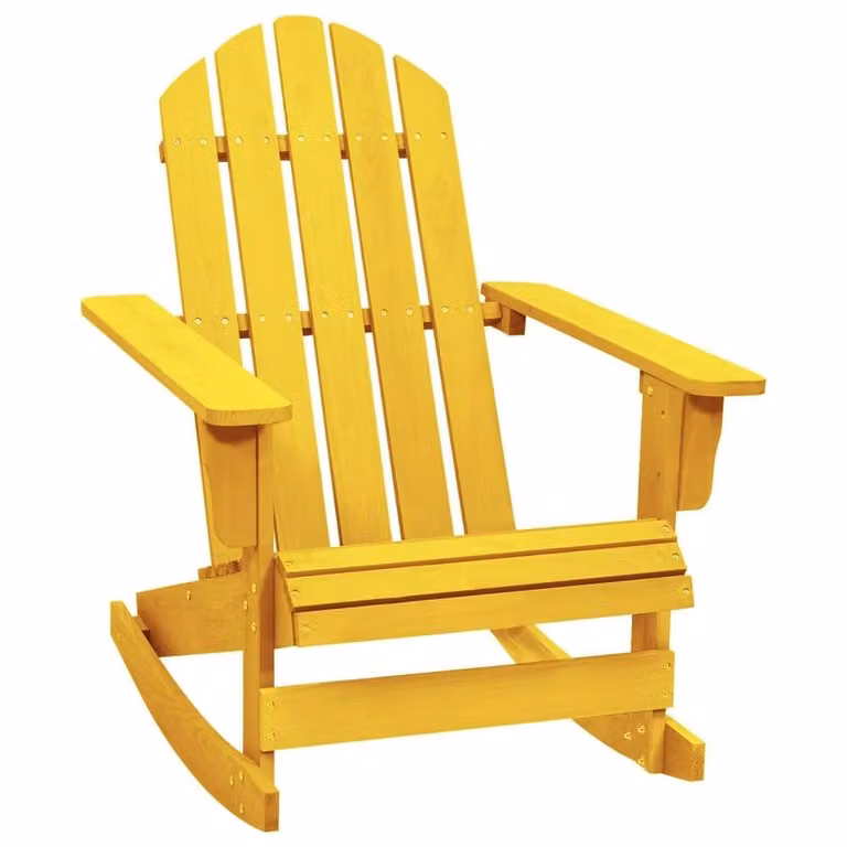 Berkfield Home Yellow Solid Fir Wood Adirondack Garden Rocking Chair