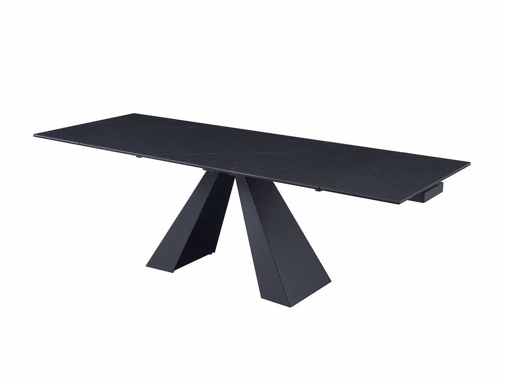 Vente-unique Modern Black Extendable Rectangular Dining Table with Ceramic and Glass Top, W/D/H: 135 x 90 x 76 cm – 3