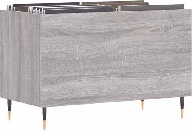 Berkfield Home Record Cabinet in Grey Sonoma, W/D/H: 74.5 x 38 x 48 cm