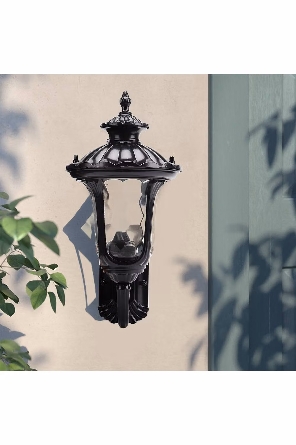 Living and Home Modern Waterproof Outdoor Wall Lamp with Black Aluminium and Transparent Glass Lantern – 4