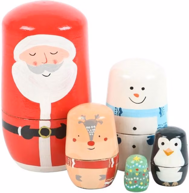 KDMK Handpainted Christmas Stacking Ornaments Set, Multicolour Wooden Tabletop Decorations