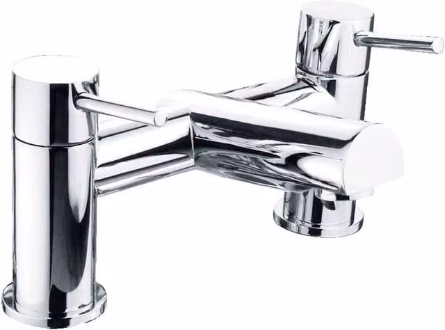 Balterley Contemporary Minimalist Round Deck Mounted Bath Filler Tap, Chrome Silver