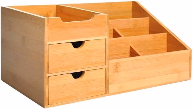 NESTLUNE Multi-Function Bamboo Storage Caddy Organiser Holder in Brown – 1
