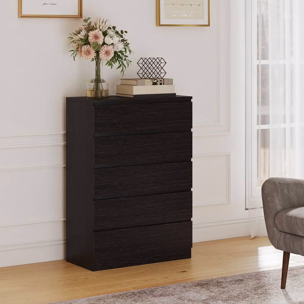 STILVORA Black 5 Drawer Chest of Drawers – 2