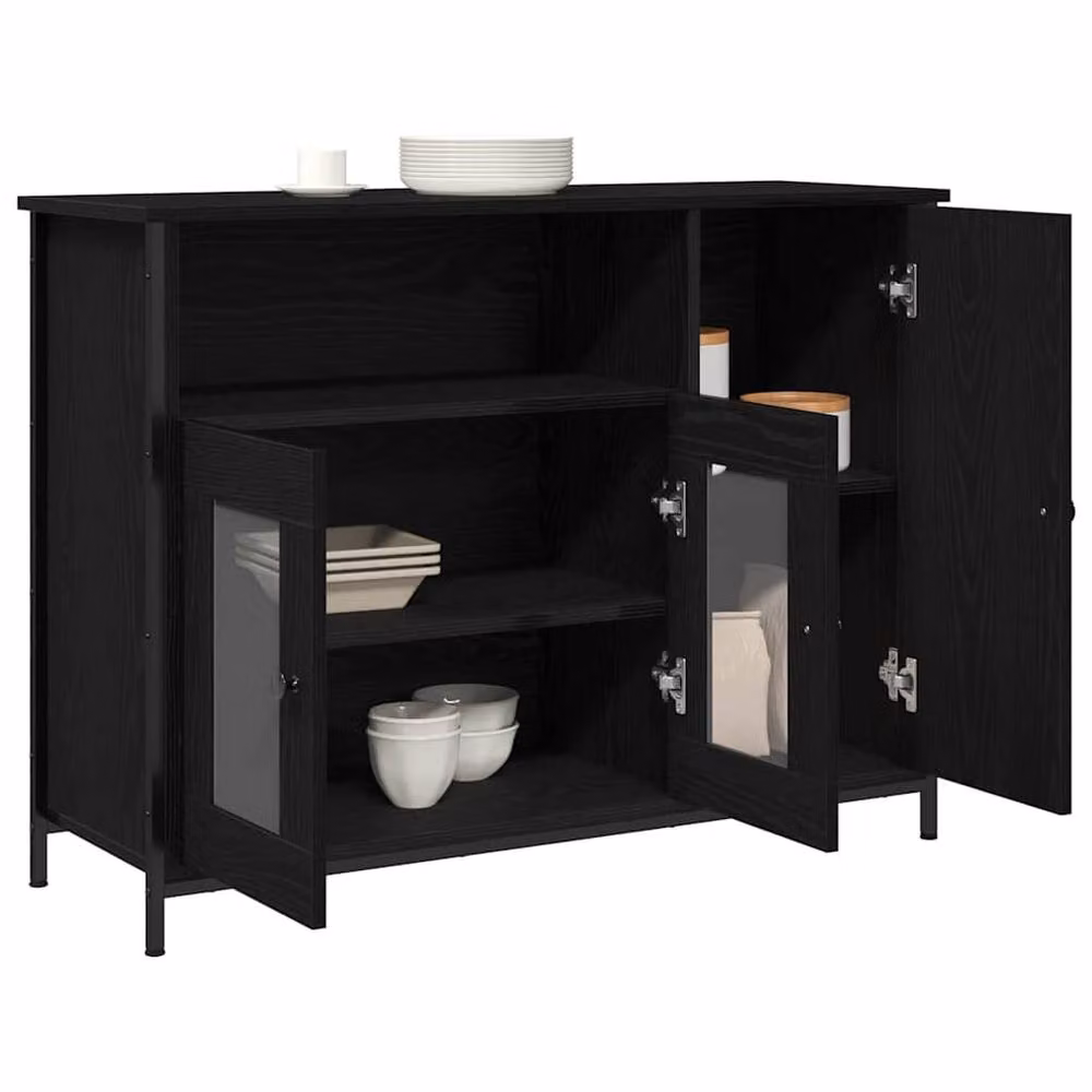 Berkfield Home Black Oak Sideboard W/D/H: 100 x 35 x 75 cm – 3