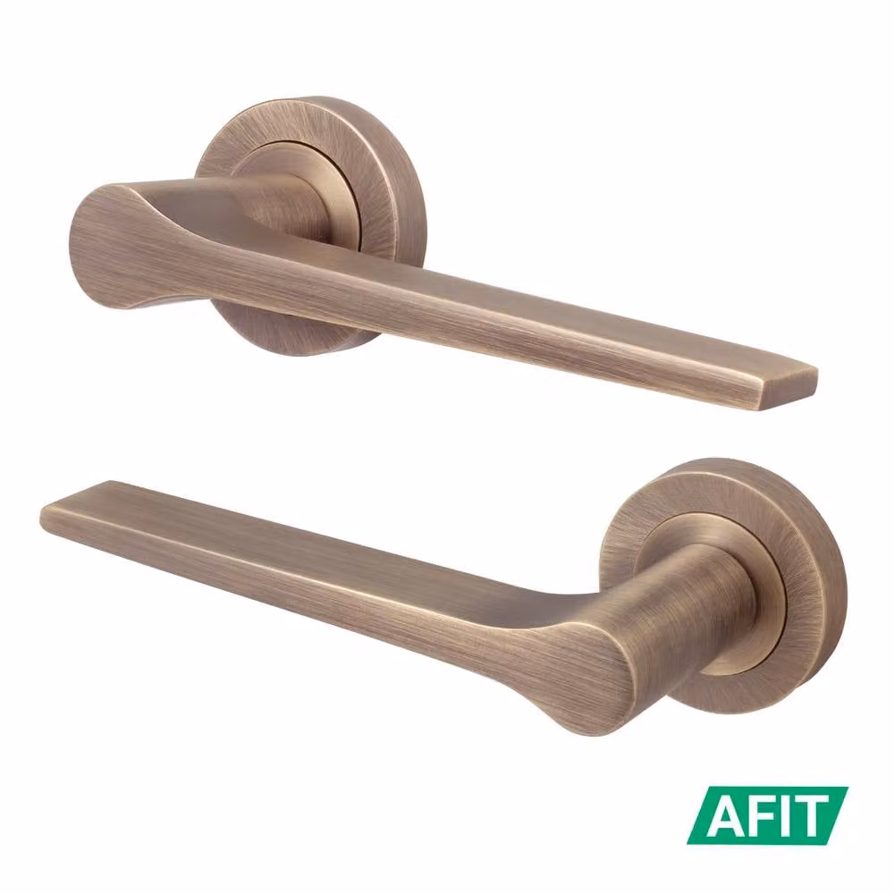 AFIT Antique Brass Fire Door Handle with Internal Lever on Rose in Bronze, 150 x 150 mm – 2