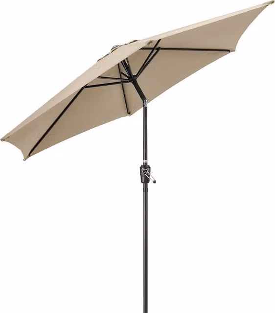 Christow Tilting Garden Parasol Umbrella in Beige and Brown with Aluminium Frame, Diameter: 270 cm
