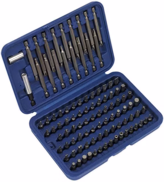 Loops 99 Piece Power Tool Security Bit Set with Magnetic Extension in Chrome Vanadium Steel and Stainless Steel, Blue and Multicolour