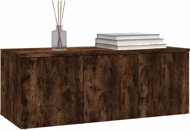 Berkfield Home Modern Smoked Oak TV Cabinet in Brown, W/D/H: 80 x 34 x 30 cm – 1
