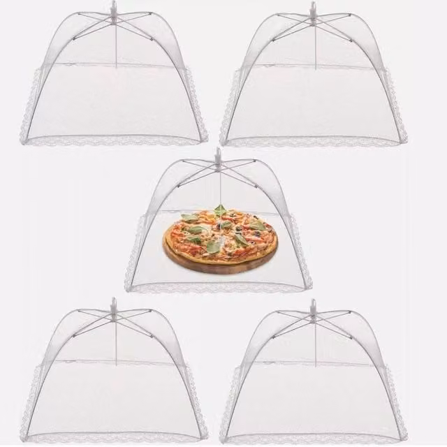 VOGREX 5-Pack Collapsible Mesh Food Cover Nets, White Insect and Fly Protector