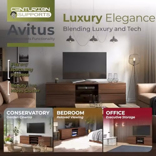 Centurion Supports Avitus Premium Walnut TV Cabinet with 4 Drawers and 3 Shelves, Brown, W/D/H: 158 x 40 x 48 cm – 3