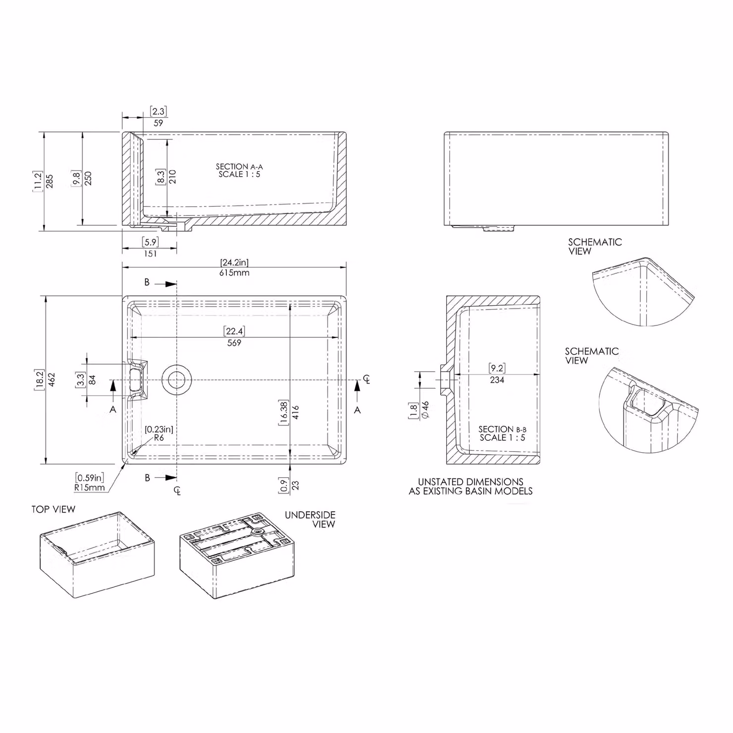 Balterley White Ceramic Single Bowl Belfast Sink with Undermount Mono Kitchen Mixer Tap – 3