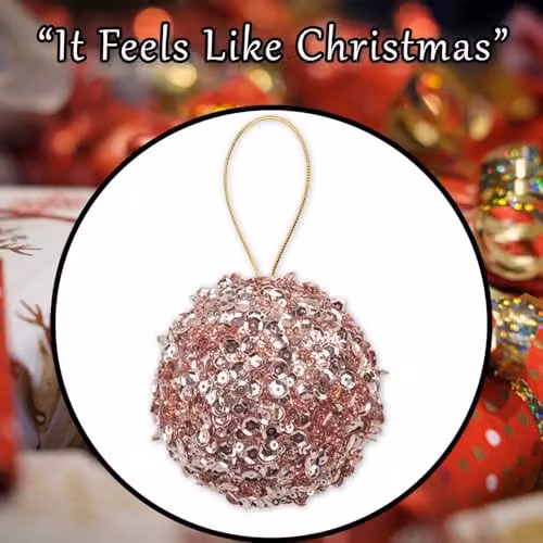 VFM e-Store Pink Christmas Hanging Bauble Decoration – 6