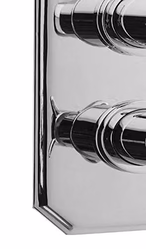 Nuie A3033 Edwardian Traditional Thermostatic Shower Twin Concealed Valve with Edged Back Plate, Chrome, W: 210 mm, H: 120 mm – 2