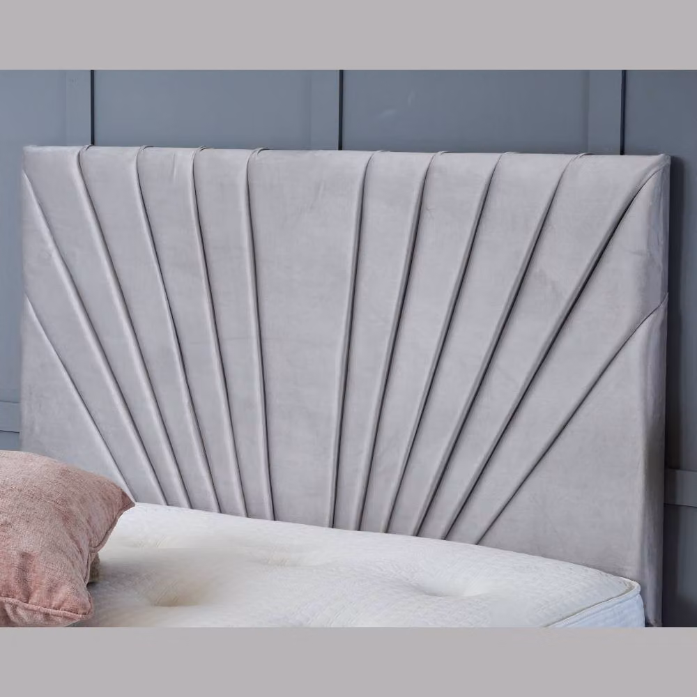 BSSPOKE Maria Ottoman Divan Bed in Cream Plush Velvet with 54 inch Headboard, Small Double, W/D/H: 120 x 200 cm – 1