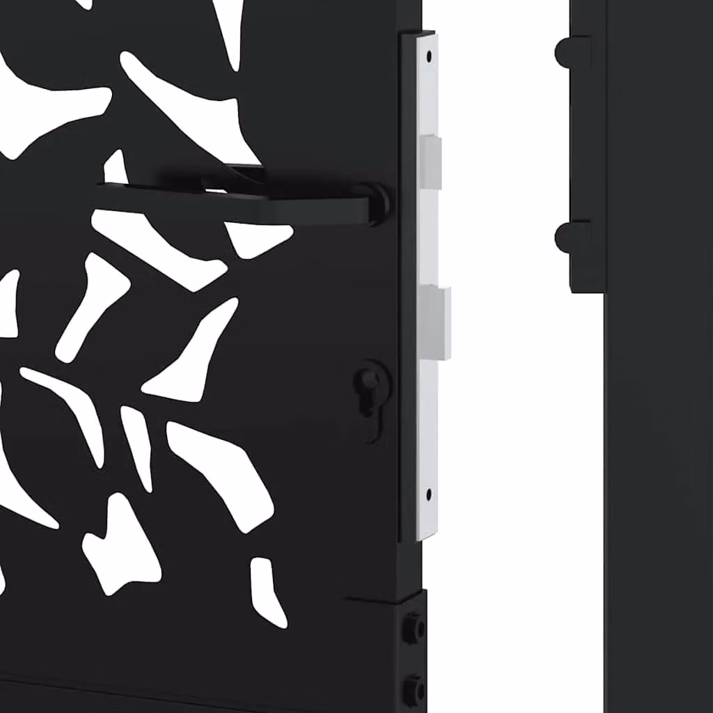Berkfield Black Steel Leaf Design Garden Gate, W: 105 cm, H: 155 cm – 6