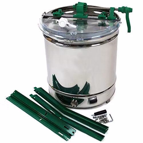 Actiasbee 9-Frame Manual Honey Extractor in Silver Stainless Steel and Transparent Acrylic – 2