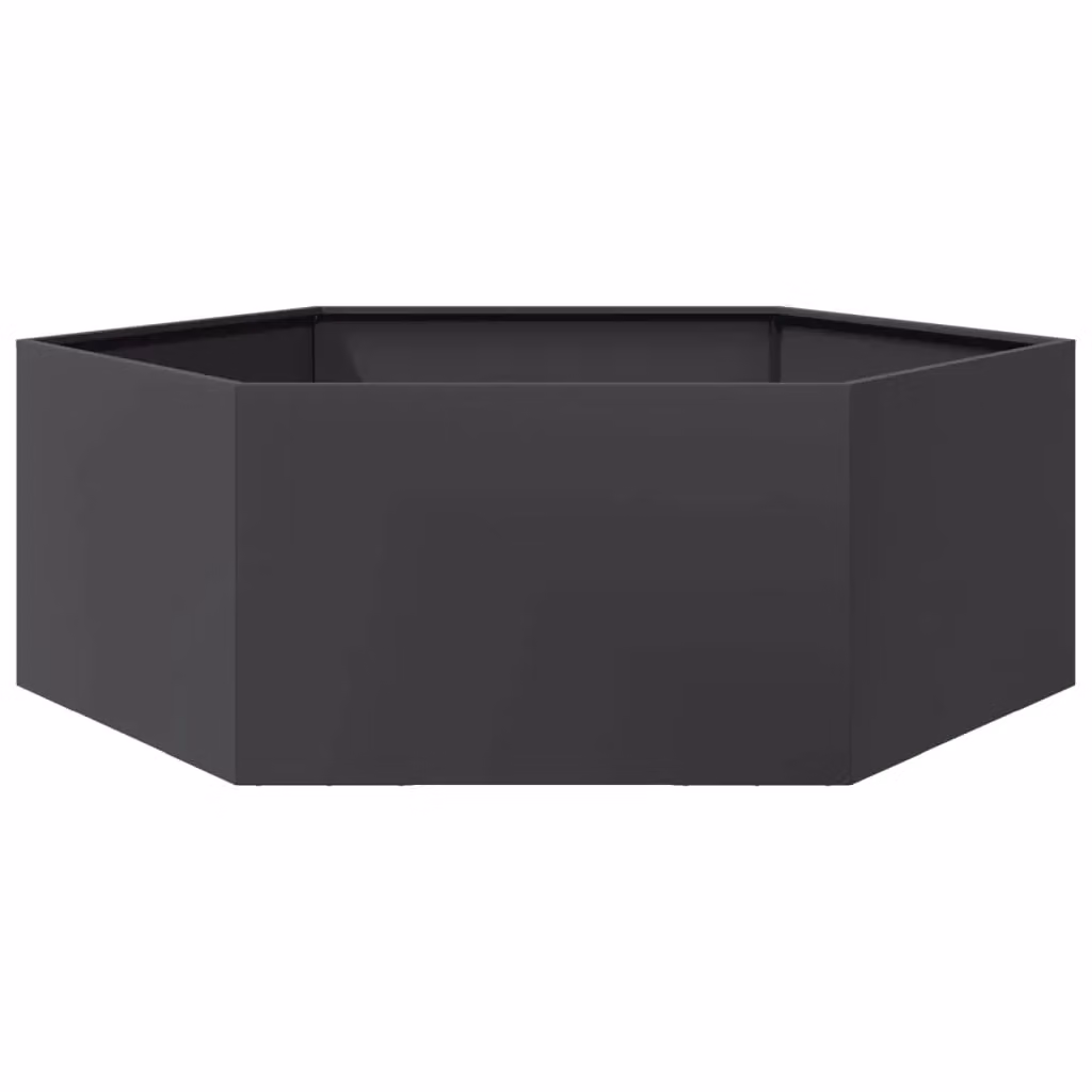 Berkfield Home Garden Black Hexagon Steel Planter W: 138 cm, D: 120 cm, H: 45 cm – 2