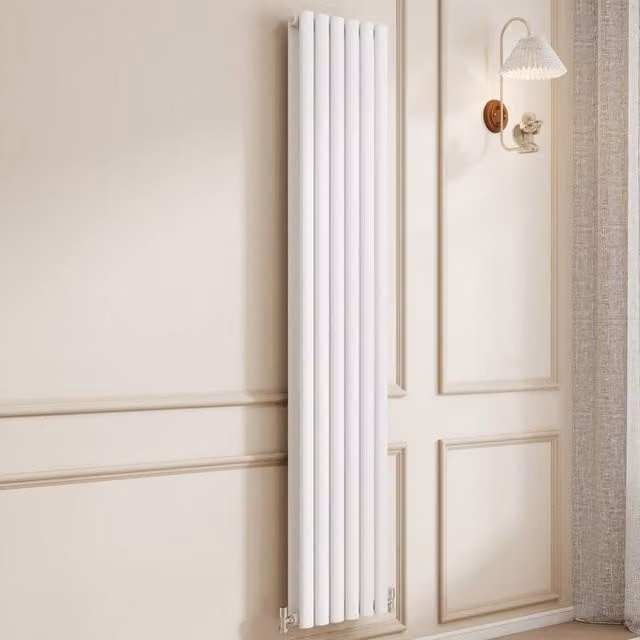 Banyetti Orva White Vertical Double Oval Column Radiator, H 180 cm x W 35.4 cm