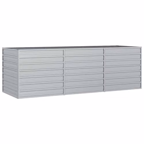 vidaXL Galvanised Steel Raised Bed in Silver, W: 240 cm, D: 80 cm, H: 77 cm